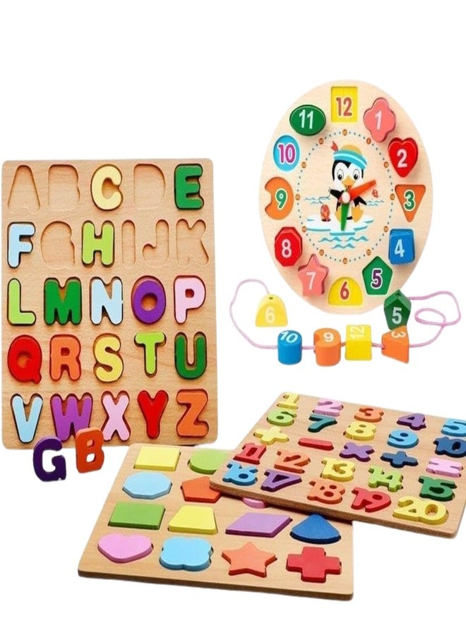 Dec Kitchenpro Montessori Wooden Puzzle Board for Toddlers | ABC Alphabet, Numbers | Toys | Educational Wooden Puzzle Set for Kids & Preschoolers Educational Toys for Brain Development (Model 1) - Image 1